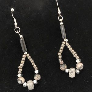 Handmade stone and metal drop earrings.